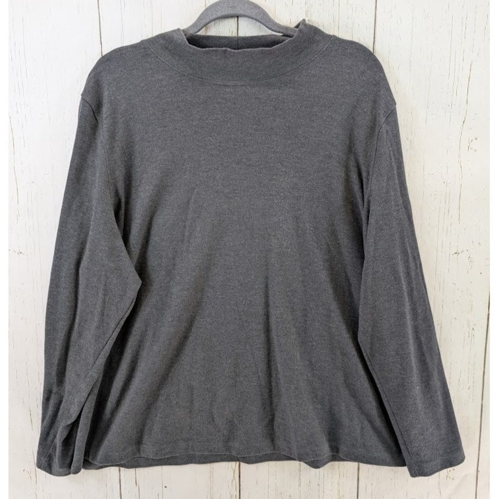 St Johns Bay Size 3X Dark Gray Turtleneck Long Sleeve Cotton Womens Top